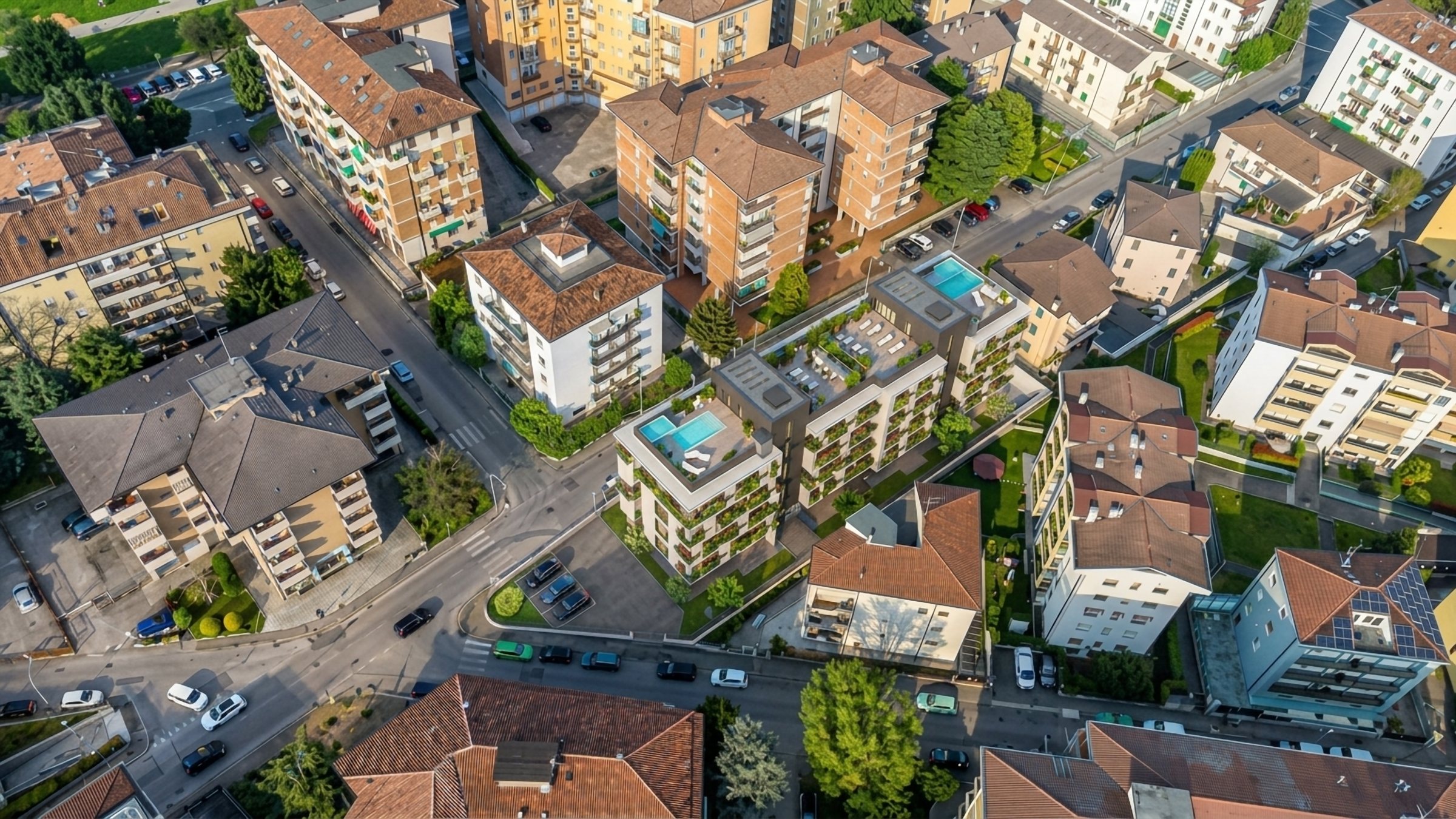 Vista aerea della Residenza Doria 13 nel quartiere Navigatori